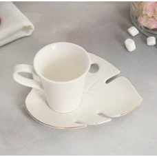 Чайная пара «Белая монстера» 7603328